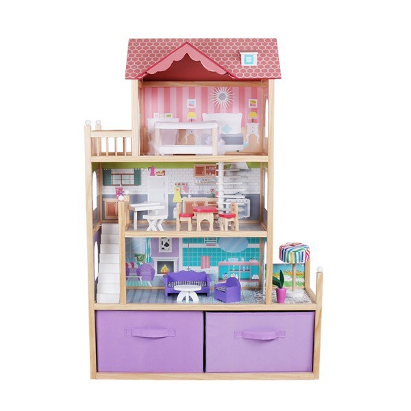 Домик для кукол – Елизавета, с аксессуарами и 2 ящиками для хранения  